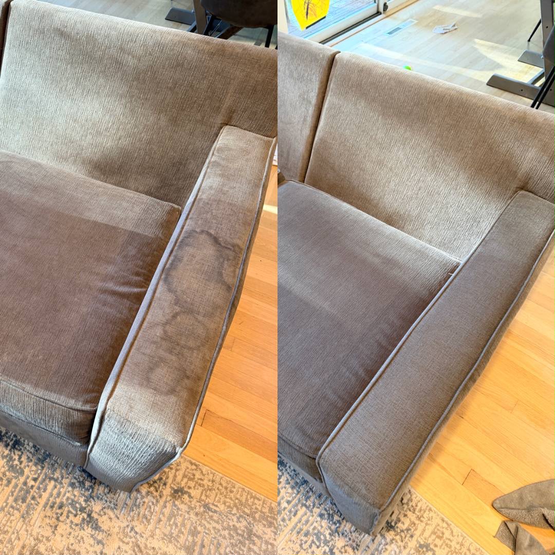 Sofa Fabric Detail before and after